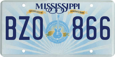 MS license plate BZO866