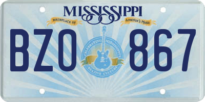 MS license plate BZO867