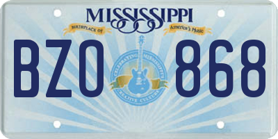 MS license plate BZO868