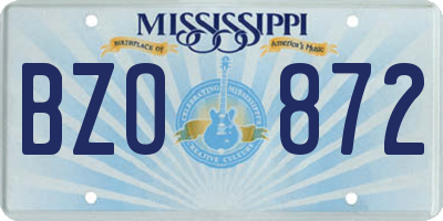 MS license plate BZO872