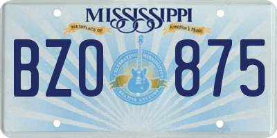 MS license plate BZO875