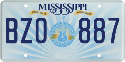 MS license plate BZO887
