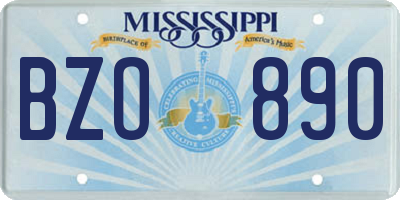 MS license plate BZO890