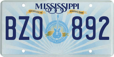 MS license plate BZO892