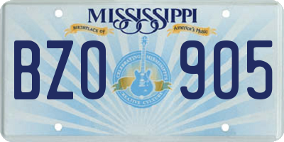 MS license plate BZO905