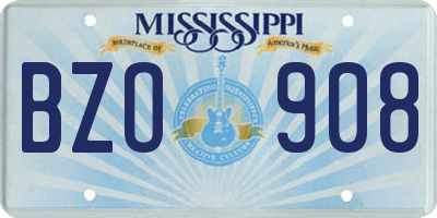 MS license plate BZO908