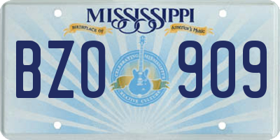 MS license plate BZO909