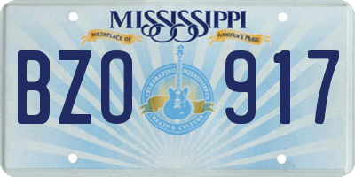 MS license plate BZO917