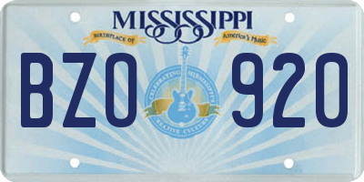 MS license plate BZO920