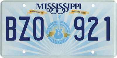 MS license plate BZO921