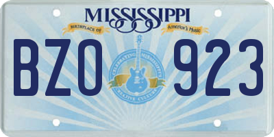 MS license plate BZO923