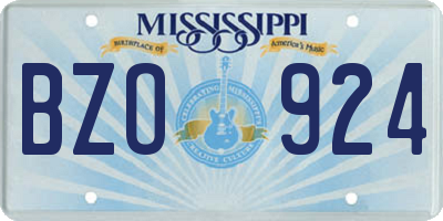 MS license plate BZO924