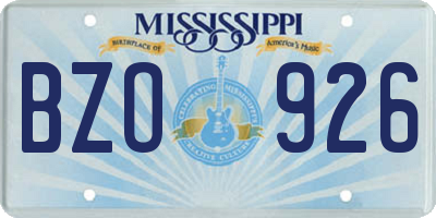 MS license plate BZO926