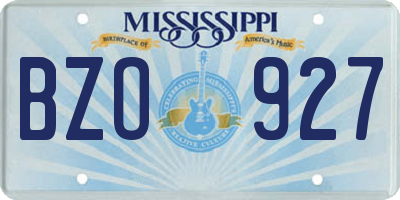 MS license plate BZO927