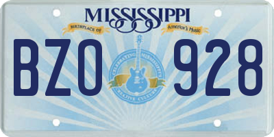 MS license plate BZO928