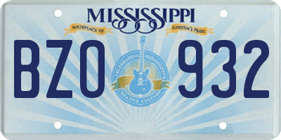 MS license plate BZO932