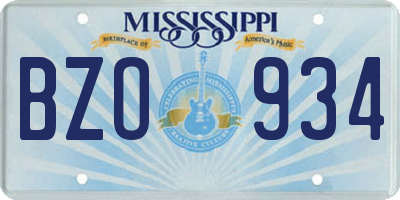 MS license plate BZO934