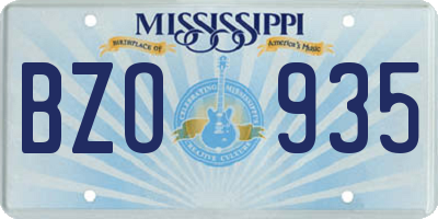 MS license plate BZO935