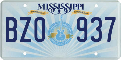 MS license plate BZO937