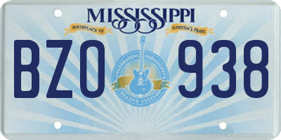 MS license plate BZO938