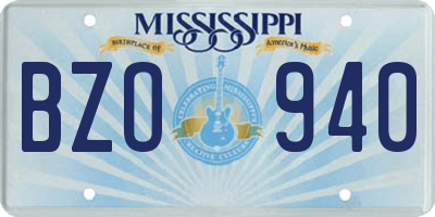 MS license plate BZO940