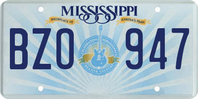 MS license plate BZO947
