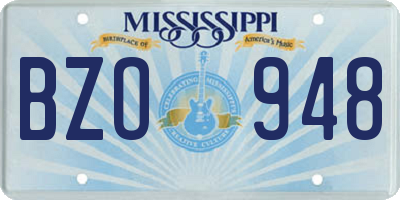 MS license plate BZO948