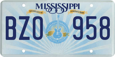 MS license plate BZO958