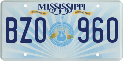 MS license plate BZO960