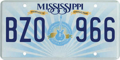 MS license plate BZO966