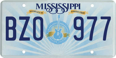 MS license plate BZO977
