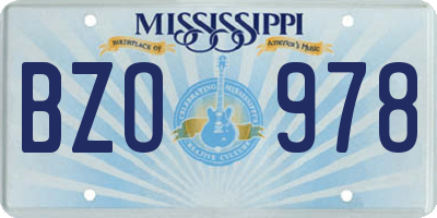 MS license plate BZO978