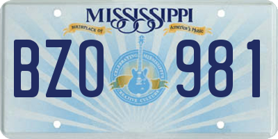MS license plate BZO981