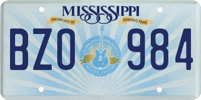 MS license plate BZO984
