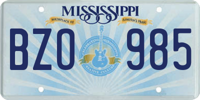 MS license plate BZO985