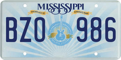 MS license plate BZO986