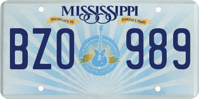 MS license plate BZO989