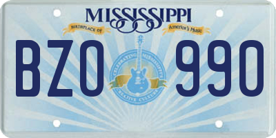 MS license plate BZO990