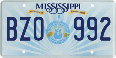 MS license plate BZO992