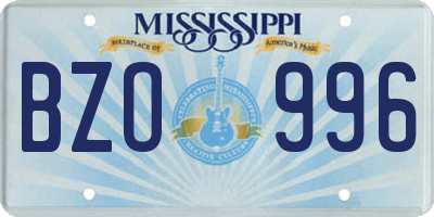 MS license plate BZO996