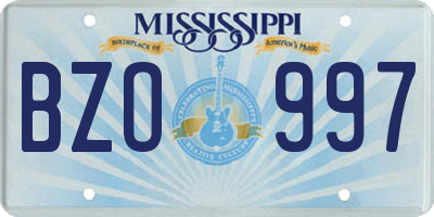 MS license plate BZO997