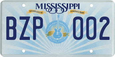 MS license plate BZP002