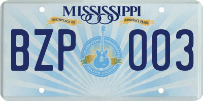 MS license plate BZP003