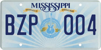 MS license plate BZP004
