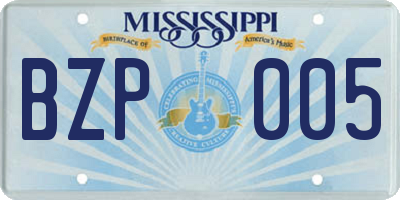 MS license plate BZP005