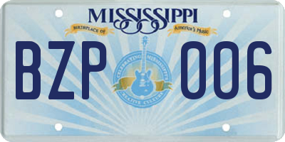 MS license plate BZP006