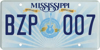 MS license plate BZP007
