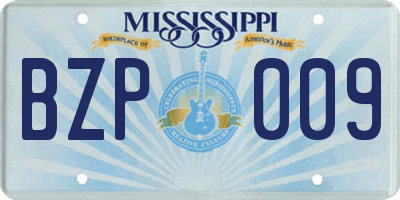 MS license plate BZP009