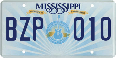 MS license plate BZP010