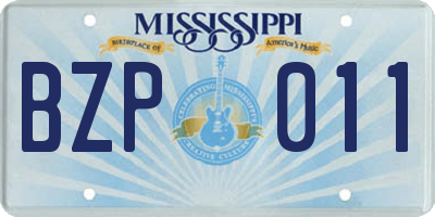 MS license plate BZP011